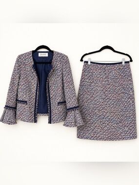 Tahari ASL Multicolor Tweed Skirt Suit Set 8